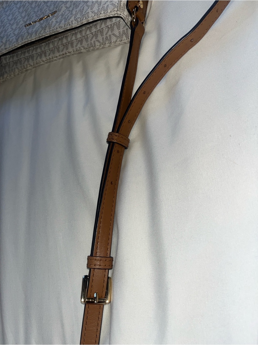Michael Kors Beige Monogram Crossbody with Brown Strap - Picture 7 of 16